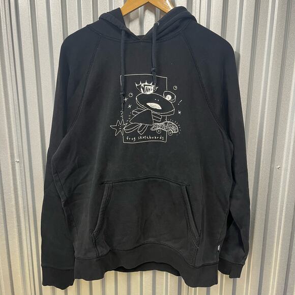 Frog Skateboards Black Double Sided Graphic Sweatshirt Baggy Skater SZ L - Picture 1 of 6